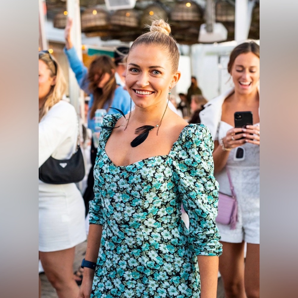 &Other Stories Floral Green Long Sleeve Dress